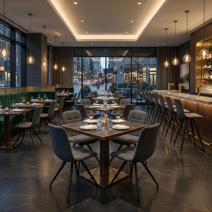 Καρέκλα τραπεζαρίας Bianca γκρι ύφασμα - μεταλλικό μαύρο πόδι 43x56x84εκ.