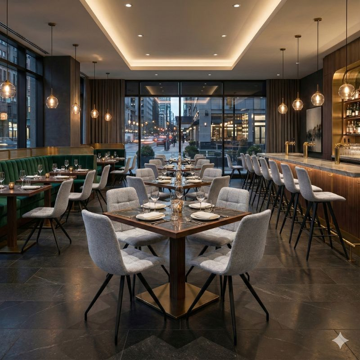 Καρέκλα τραπεζαρίας Bianca μπεζ ύφασμα - μεταλλικό μαύρο πόδι 43x56x84εκ.