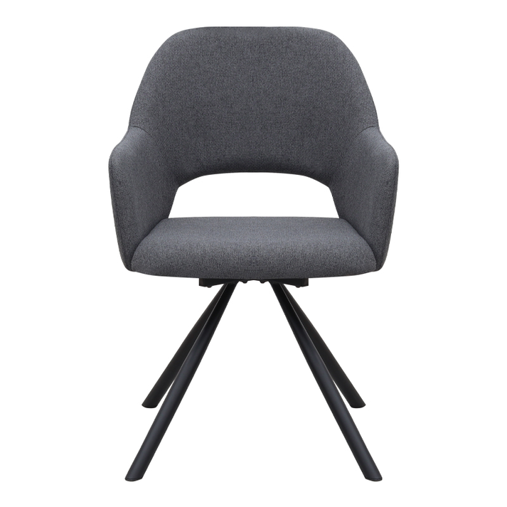 Πολυθρόνα τραπεζαρίας Gabriel γκρι ύφασμα - μεταλλικό μαύρο πόδι 58x60x85εκ.