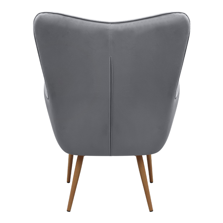 Πολυθρόνα - Μπερζέρα με υποπόδιο Lily γκρι βελούδο - μεταλλικό πόδι χρώμα φυσικό 70x62x98εκ.