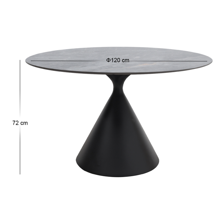 Τραπέζι Logan sintered stone - μέταλλο χρώμα γκρι εφέ μαρμάρου - μαύρο Ø120x72εκ.