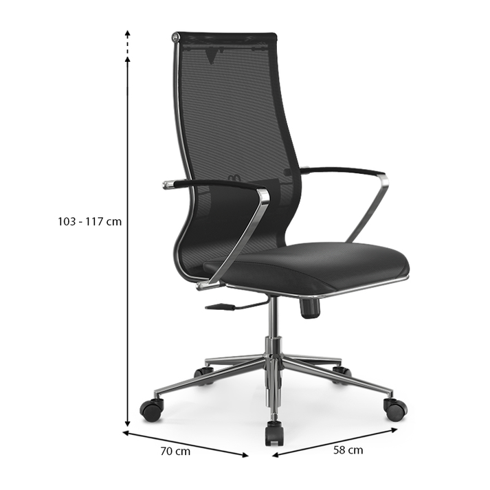 Καρέκλα γραφείου B2-163K εργονομική με ύφασμα Mesh και τεχνόδερμα χρώμα μαύρο 58x70x103/117εκ.