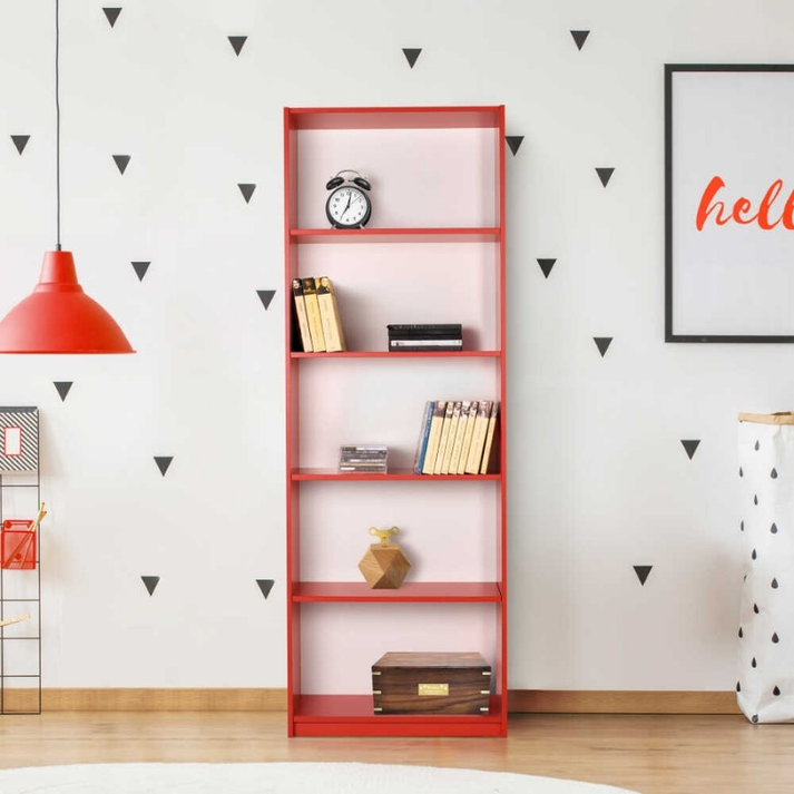 Βιβλιοθήκη Max χρώμα κόκκινο 58x23x170εκ.