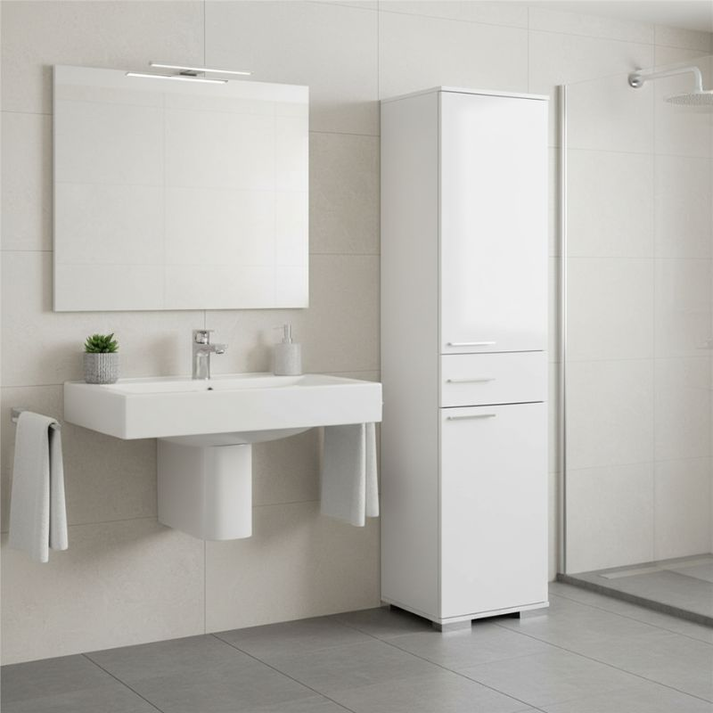 Παπουτσοθήκη 12 ζεύγων Diamond μονόφυλλη χρώμα λευκό gloss 45x40x187εκ.