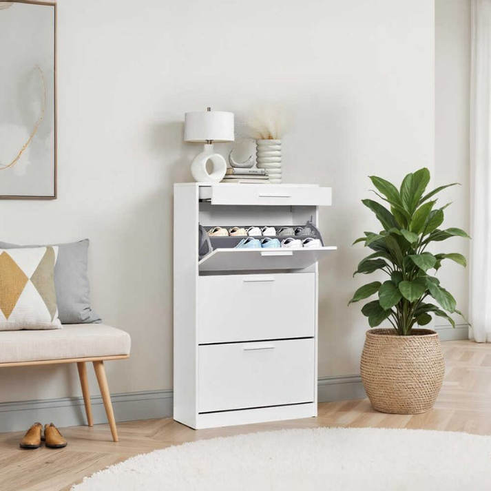 Παπουτσοθήκη Flat 18 ζεύγων χρώμα λευκό 75x29x128εκ.