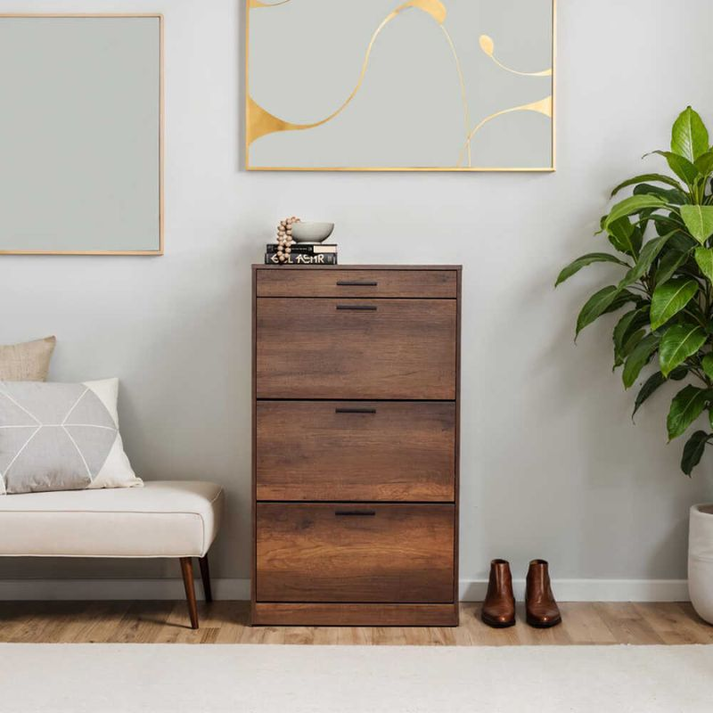 Παπουτσοθήκη Flat 18 ζεύγων χρώμα καρυδί 75x29x128εκ.