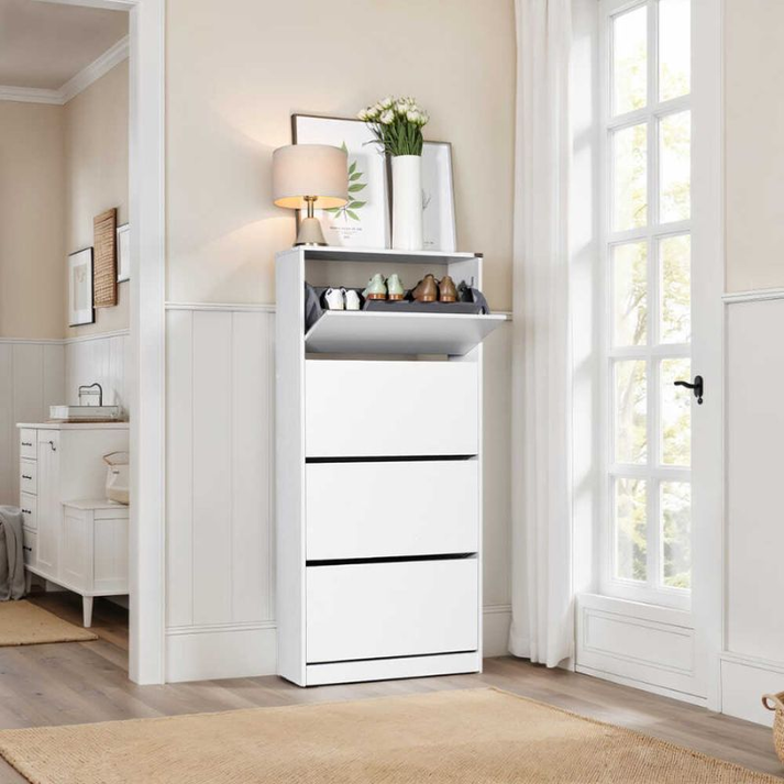 Παπουτσοθήκη Flat Duo 24 ζευγών χρώμα λευκό 73x26x157εκ.