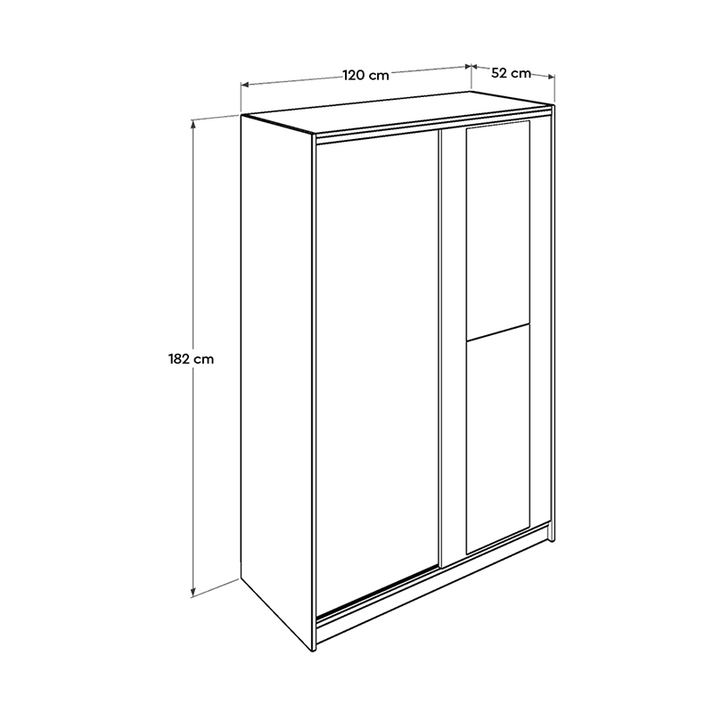 Ντουλάπα ρούχων Slide συρόμενη με καθρέπτη χρώμα sonoma 120x52x182εκ.