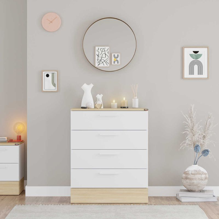 Συρταριέρα Base χρώμα oak - λευκό 72x40x88εκ.