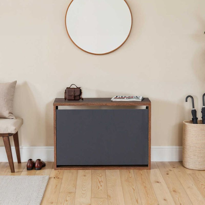 Παπουτσοθήκη 6 ζεύγων Step χρώμα καρυδί 60x30x42εκ.