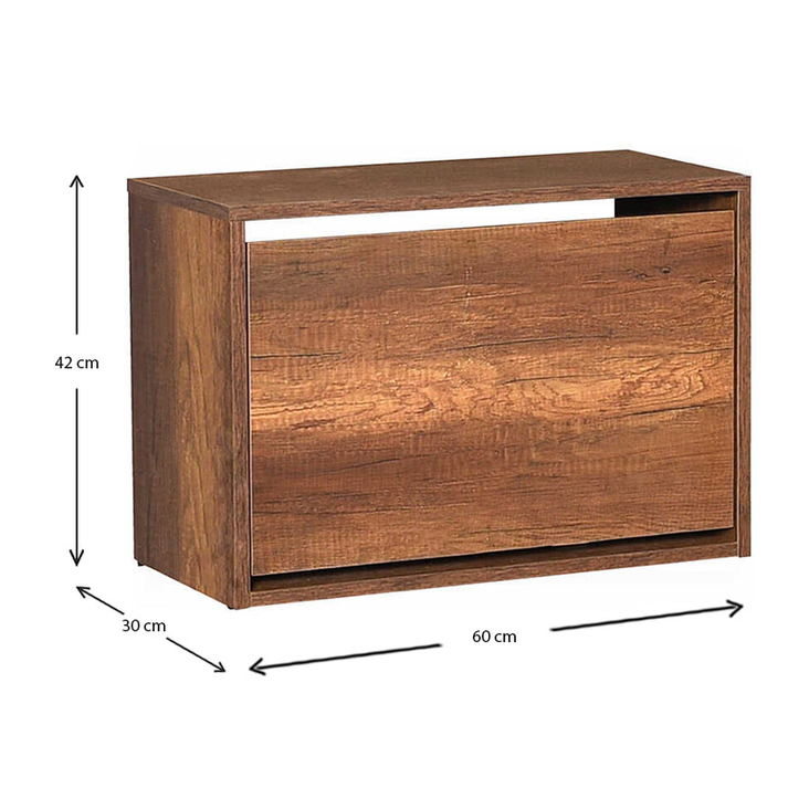 Παπουτσοθήκη 6 ζεύγων Step χρώμα καρυδί 60x30x42εκ.