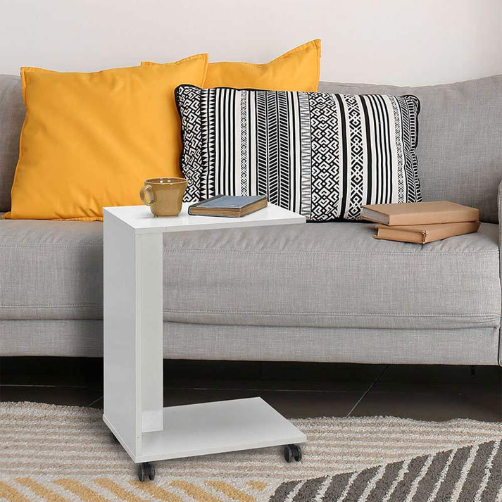 Βοηθητικό τραπέζι C-Shaped χρώμα λευκό gloss 35x45x65εκ.