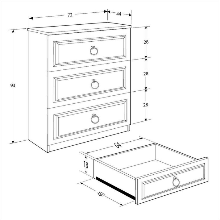 Συρταριέρα Hampton χρώμα λευκό 72x44x93εκ.