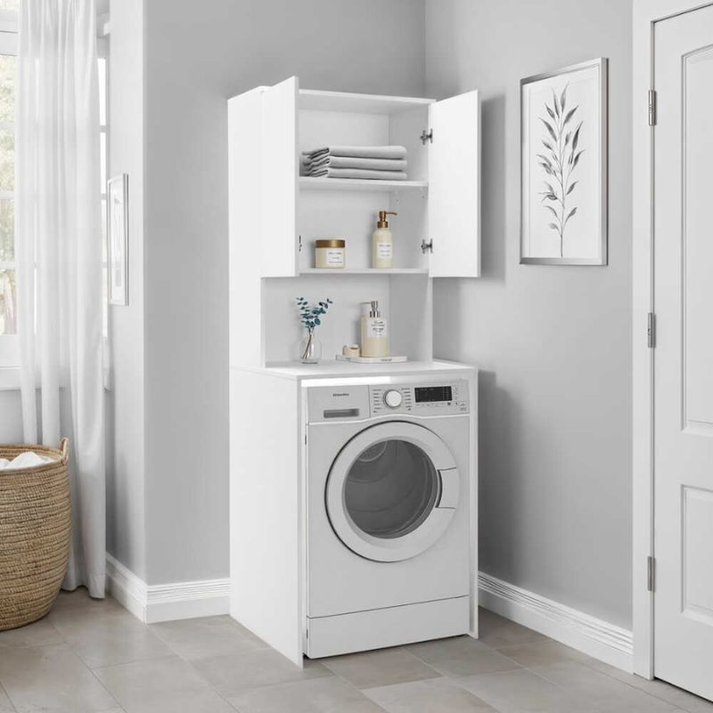 Έπιπλο πλυντηρίου Ceza χρώμα λευκό 65x60x182εκ.