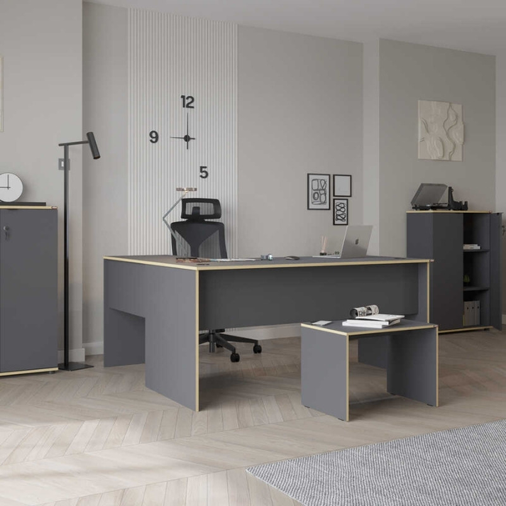 Γραφείο διευθυντικό Rio γωνιακό αναστρέψιμο χρώμα ανθρακί 160x144x75εκ.