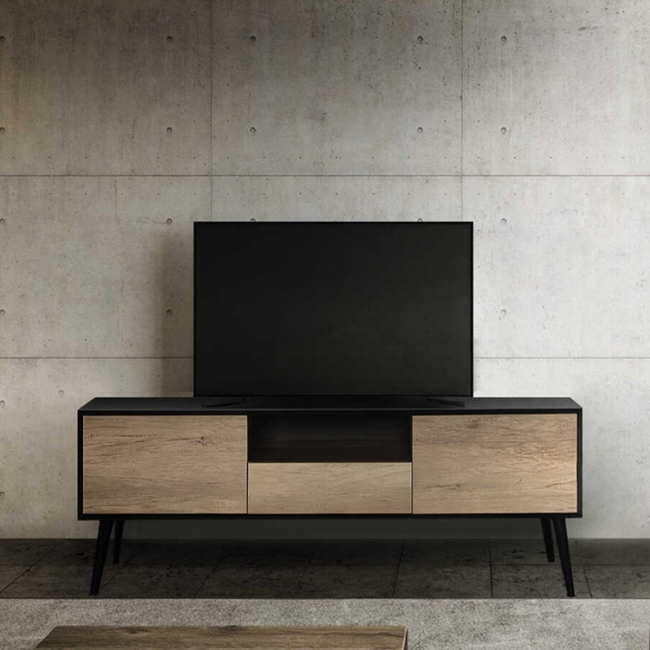 Έπιπλο τηλεόρασης Style χρώμα μαύρο - tori 160x41x58εκ.