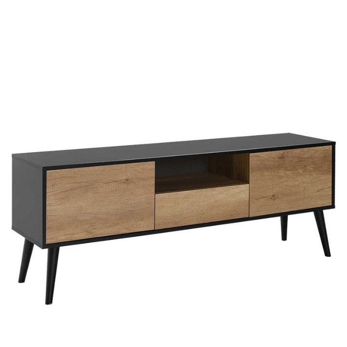 Έπιπλο τηλεόρασης Style χρώμα μαύρο - tori 160x41x58εκ.