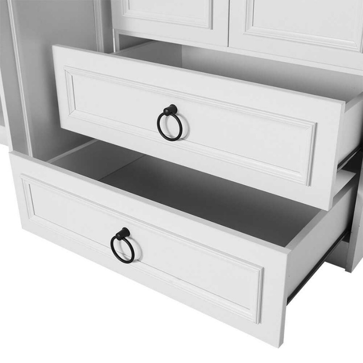 Ντουλάπα ρούχων Hampton τετράφυλλη με συρτάρια χρώμα λευκό 140x52x185εκ.