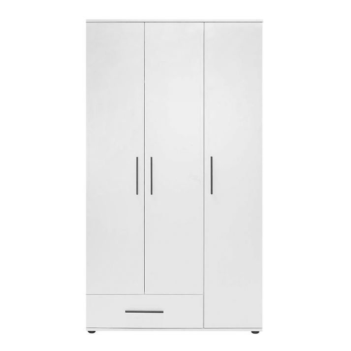 Ντουλάπα ρούχων Bianco τρίφυλλη με συρτάρια χρώμα λευκό 103x52x187εκ.