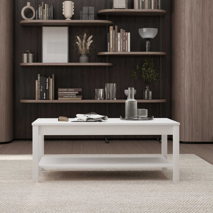 Τραπεζάκι σαλονιού Rustic χρώμα λευκό 103x60x40εκ.