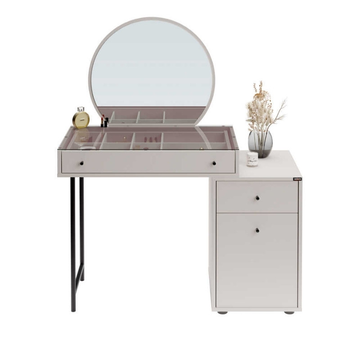 Τουαλέτα με καθρέπτη Dior χρώμα λευκό του πάγου 108x45x130εκ.