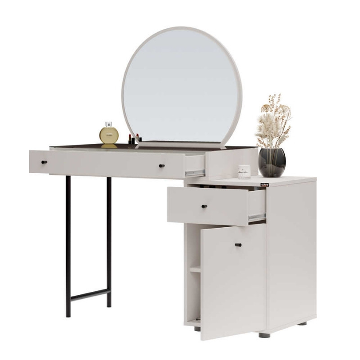 Τουαλέτα με καθρέπτη Dior χρώμα λευκό του πάγου 108x45x130εκ.