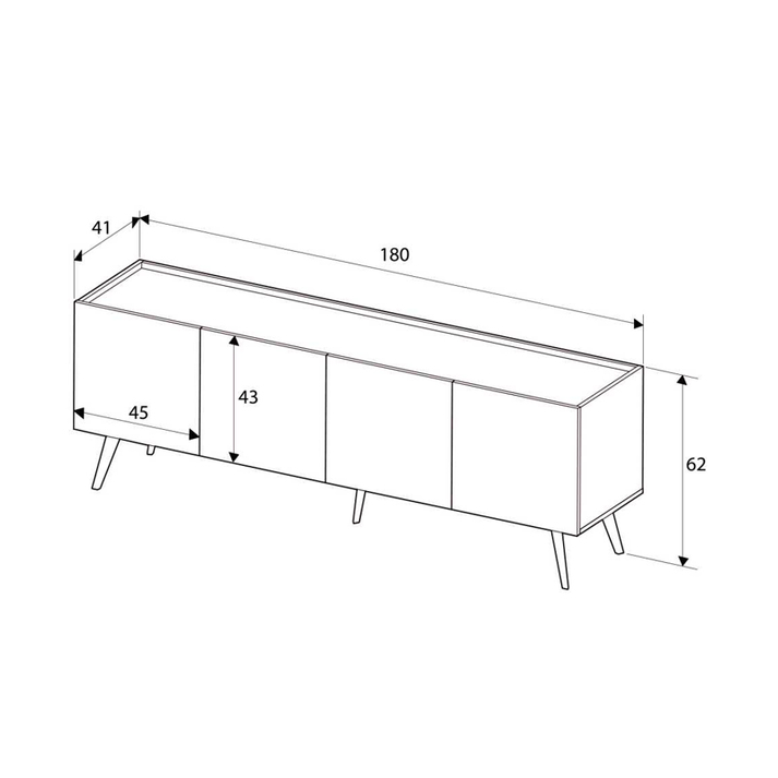 Έπιπλο τηλεόρασης Luna χρώμα florida oak 180x41x62εκ.