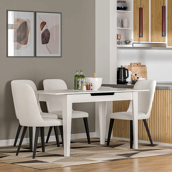 Τραπέζι Trendline επεκτεινόμενο χρώμα λευκό 120/150x70x75εκ.