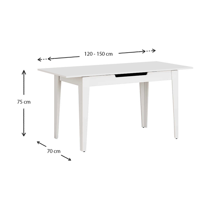 Τραπέζι Trendline επεκτεινόμενο χρώμα λευκό 120/150x70x75εκ.