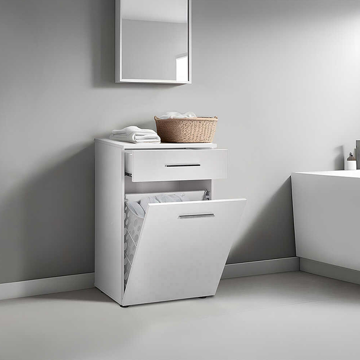 Ντουλάπι - Καλάθι απλύτων Diamond χρώμα λευκό gloss 52x38x83εκ.