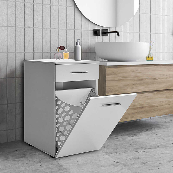 Ντουλάπι - Καλάθι απλύτων Diamond χρώμα λευκό gloss 52x38x83εκ.