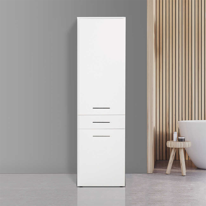 Ντουλάπι με καλάθι απλύτων Diamond χρώμα λευκό gloss 52x38x187εκ.