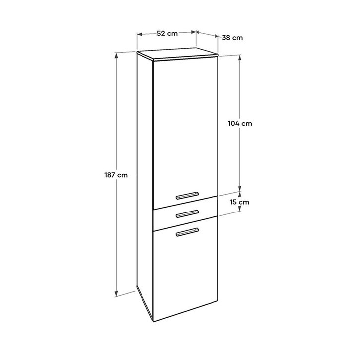 Ντουλάπι με καλάθι απλύτων Diamond χρώμα λευκό gloss 52x38x187εκ.