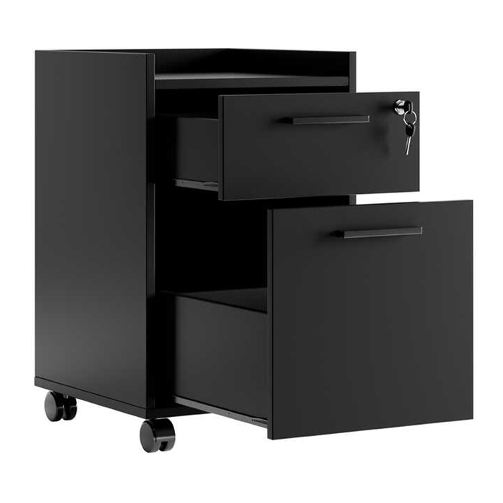 Συρταριέρα γραφείου Gamer τροχήλατη με κλειδαριά χρώμα μαύρο 40x40x56εκ.