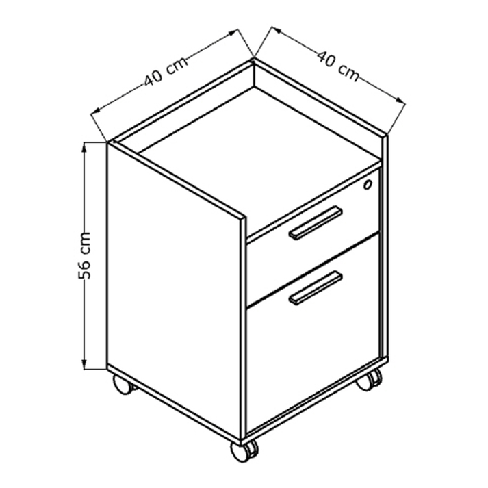 Συρταριέρα γραφείου Gamer τροχήλατη με κλειδαριά χρώμα μαύρο 40x40x56εκ.