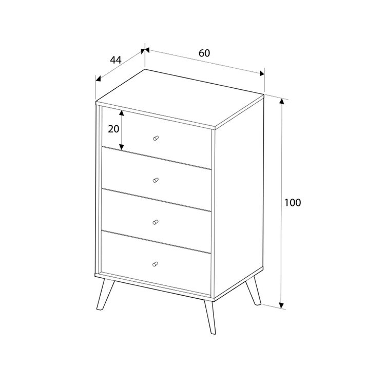 Συρταριέρα Terra χρώμα florida oak 60x44x100εκ.