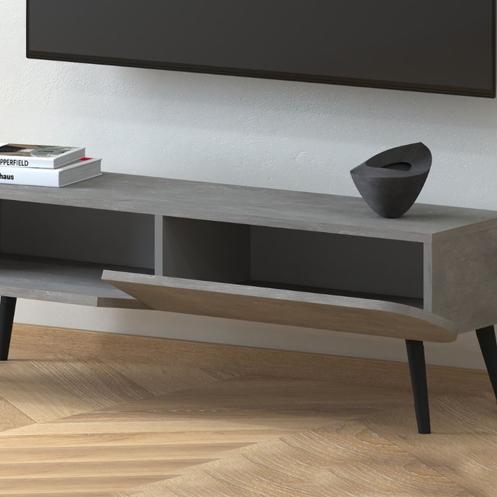 Έπιπλο τηλεόρασης Lotus χρώμα γκρι ρετρό 120x30x40εκ.