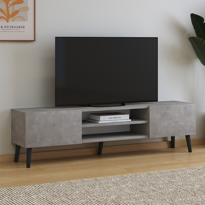 Έπιπλο τηλεόρασης Plane χρώμα γκρι ρετρό 150x32x46εκ.