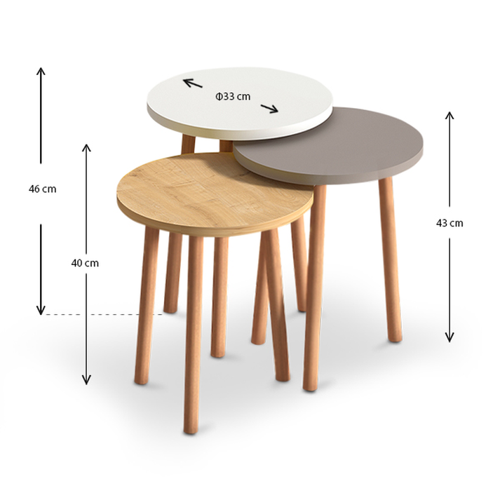 Βοηθητικά τραπεζάκια Roma χρώμα λευκό - cappuccino - oak