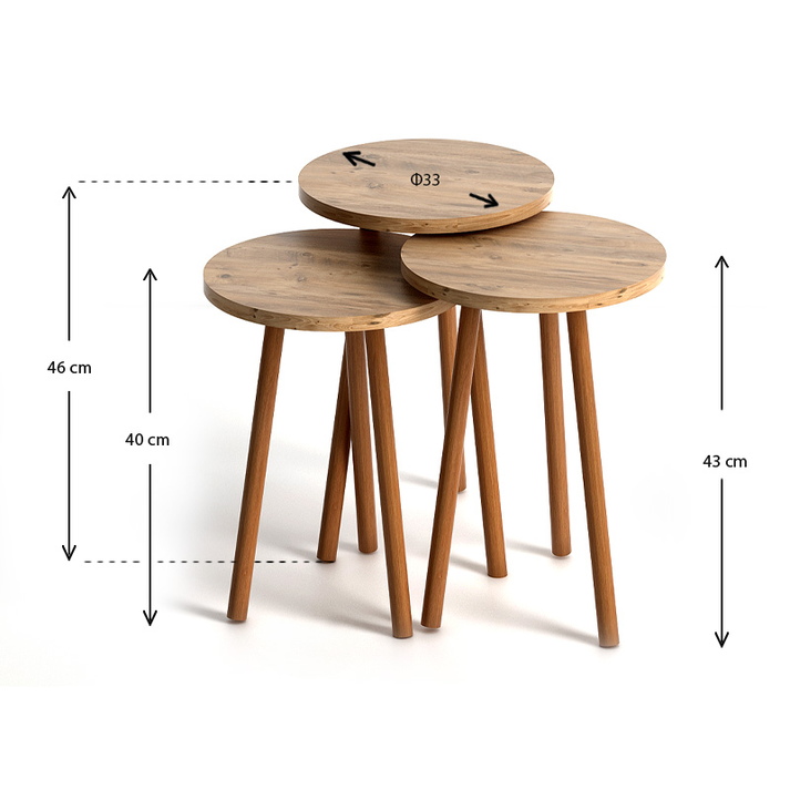 Βοηθητικά τραπεζάκια Roma χρώμα pine oak