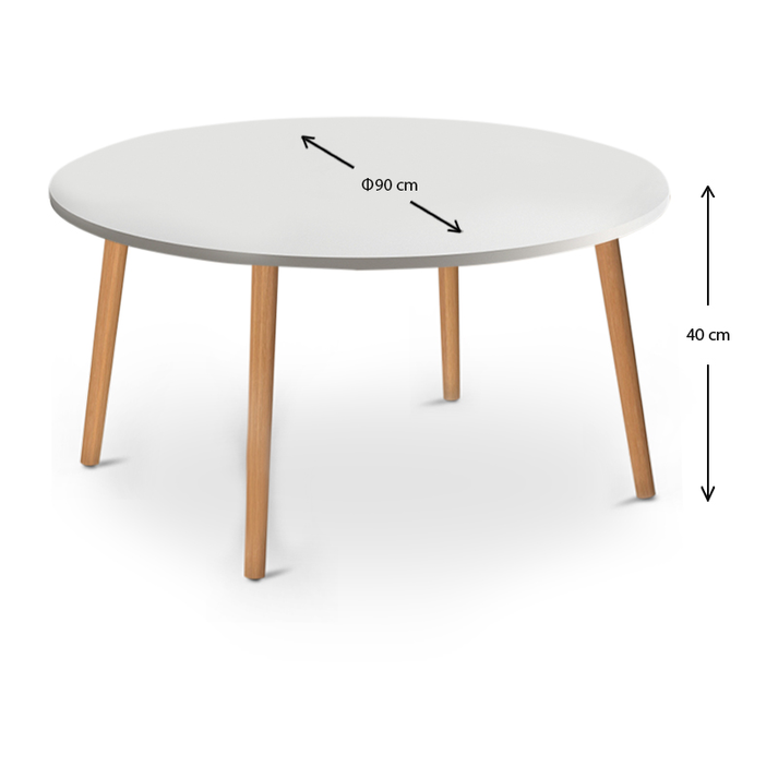 Τραπεζάκι σαλονιού Circle χρώμα λευκό 90x90x40εκ.