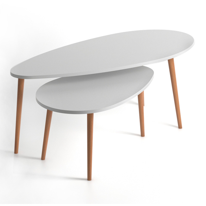 Τραπεζάκια βοηθητικά Elips χρώμα λευκό 116x46x46εκ.