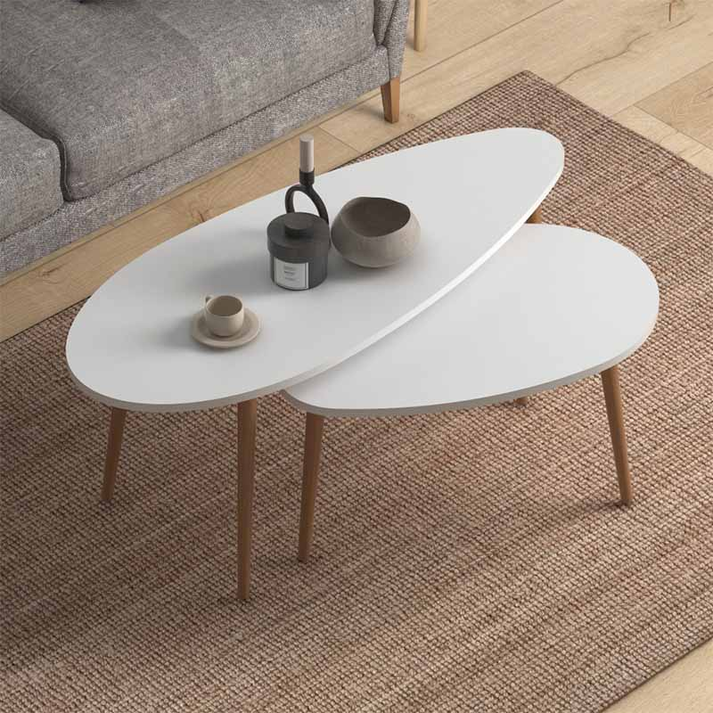 Τραπεζάκια βοηθητικά Elips χρώμα λευκό 116x46x46εκ.