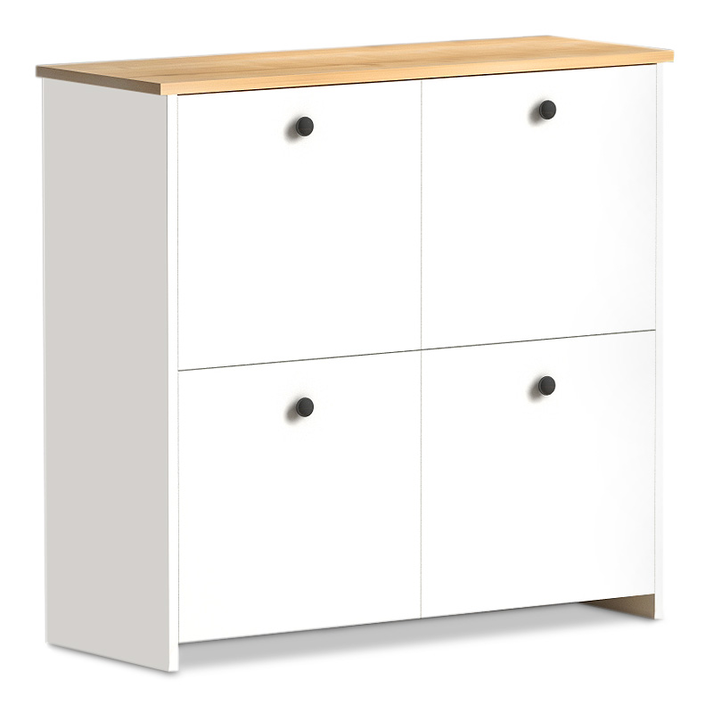 Παπουτσοθήκη Cube 16 ζευγών χρώμα λευκό - oak 92x31x92εκ.