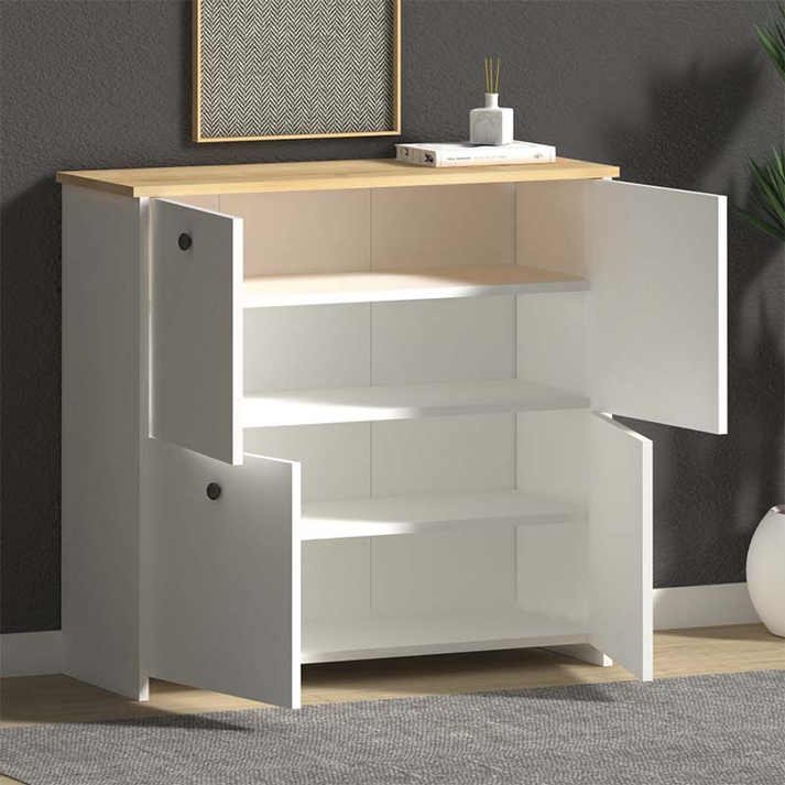 Παπουτσοθήκη Cube 16 ζευγών χρώμα λευκό - oak 92x31x92εκ.