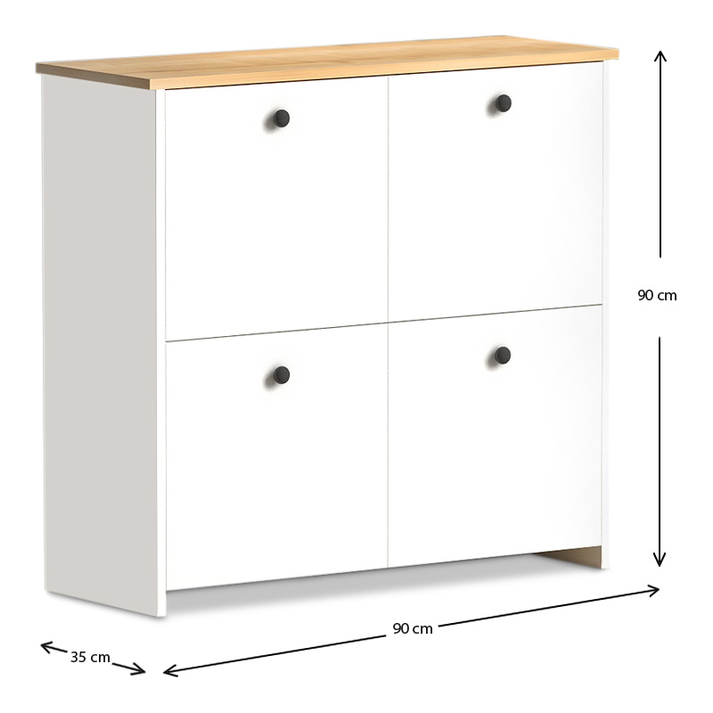 Παπουτσοθήκη Cube 16 ζευγών χρώμα λευκό - oak 92x31x92εκ.