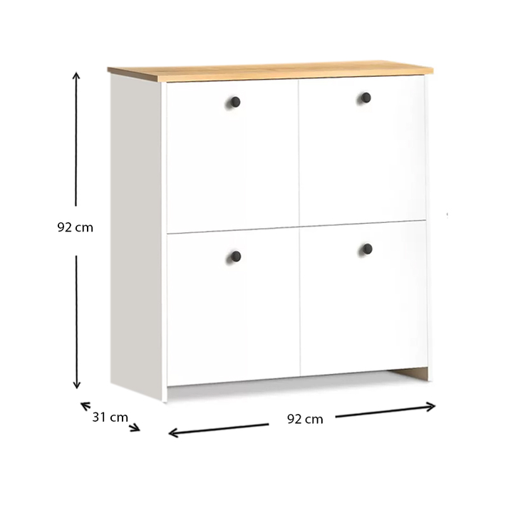 Παπουτσοθήκη Cube 16 ζευγών χρώμα λευκό - oak 92x31x92εκ.