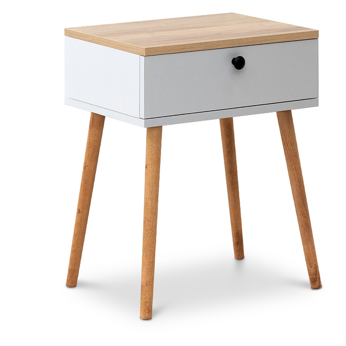 Κομοδίνο Pauline χρώμα pine - λευκό 45x35x61εκ.