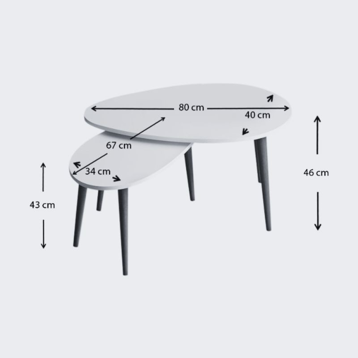 Τραπεζάκι σαλονιού σετ 2 τμχ Spline χρώμα γκρι ρετρό 80x40x46εκ.