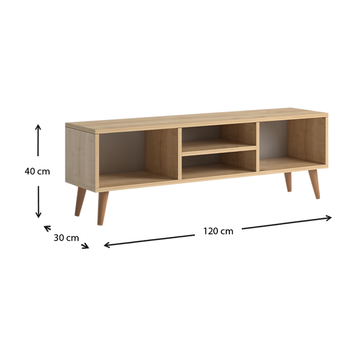 Έπιπλο τηλεόρασης Loren χρώμα oak 120x30x40εκ.